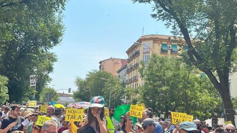 Imagen de la manifestación contra la tala de árboles consecuencia de las obras de ampliación de la línea 11 de Metro.