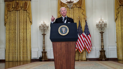 El presidente de EEUU, Joe Biden, durante  su discurso a la nación por la situación en Afganistán. REUTERS/Leah Millis