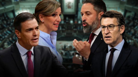 Imagen combinada de Yolanda Díaz, Pedro Sánchez, Alberto Núñez Feijóo y Santiago Abascal.