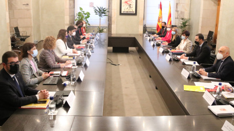 Reunió de la Comissió Bilateral al Palau de la Generalitat entre Govern i Moncloa.