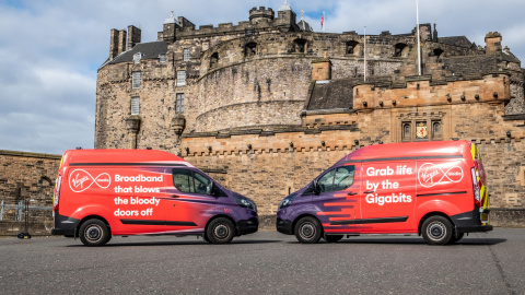 Furgonetas de Virgin Media O2 en Edimburgo