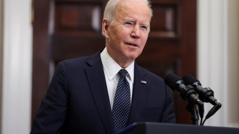 18/02/2022 El presidente de los Estados Unidos, Joe Biden, en una rueda de prensa en la Casa Blanca para informar sobre la situación entre Rusia y Ucrania