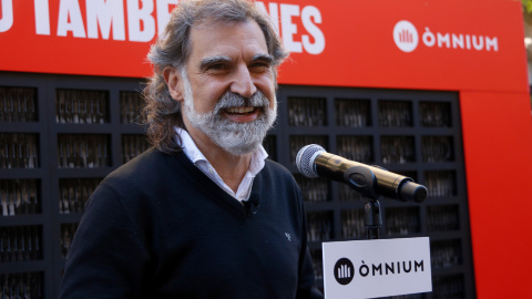 El president d'Òmnium Cultural, Jordi Cuixart, durant l'acte de Sant Jordi de l'entitat. Imatge del 23 d'abril de 2021