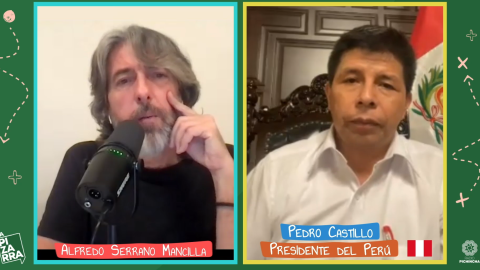 Pedro Castillo, durante la entrevista realizada por Alfredo Serrano Mancilla en La Base