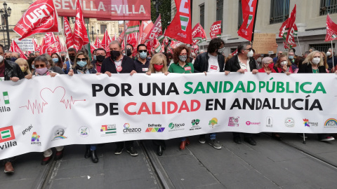 Manifestación a favor de la sanidad pública de Sevilla