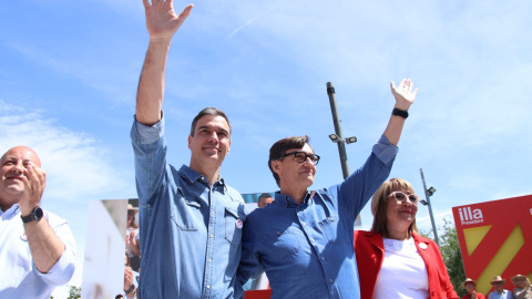 04/05/2024 - Pedro Sánchez i Salvador Illa al míting que el PSC ha celebrat aquest dissabte a Montmeló (Vallès Oriental).