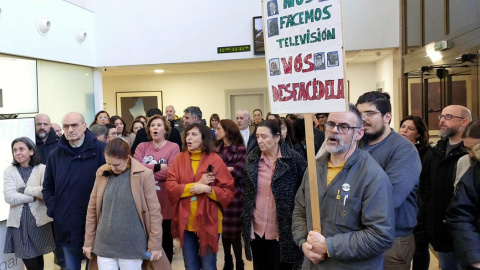 11/1/24 Imagen de la protesta de ayer en la sede central de la CRTVG.