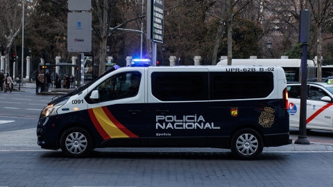 Un coche de Policía Nacional, a 10 de febrero de 2022, en Madrid.