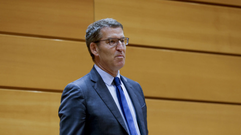 Alberto Núñez Feijóo durante la reunión de los grupos parlamentarios del PP del Congreso y del Senado en Madrid, a 16 de enero de 2024.