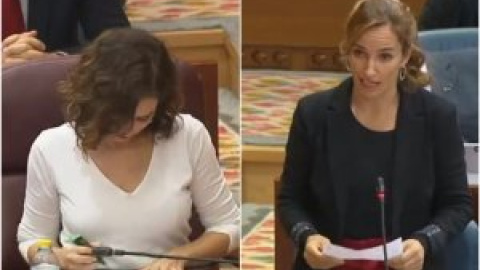 Mónica García levanta un aplauso pidiendo a Ayuso que "por una vez" le mire mientras le hace una pregunta