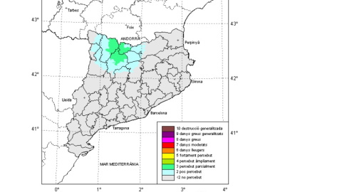 Simulació de la intensitat percebuda del terratrèmol de l'Alt Urgell.