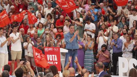 Pedro Sánchez, durante el mitin de cierre de campaña del PSOE.