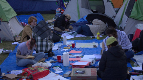 Campamento pro palestino en la Universidad de Columbia, a 23 de abril.