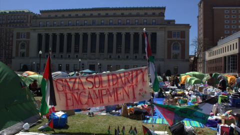 Campamento pro-palestino en la Universidad de Columbia, a 23 de abril.