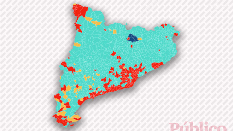 Mapa con los resultados de las elecciones en Catalunya municipio a municipio