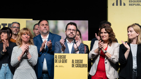 La cúpula de ERC tras las elecciones catalanas en Barcelona, a 12 de mayo de 2024.