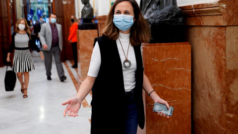 La ministra de Derechos Sociales, Ione Belarra a su llegada a la sesión de control al Gobierno en el Congreso de los Diputados. EFE/Chema Moya