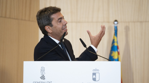 El president de la Generalitat Valenciana, Carlos Mazón, durante un acto en Requena (València), a 15 de mayo de 2024.