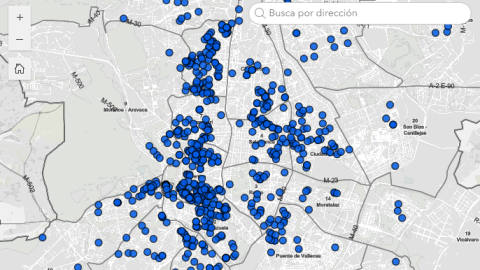 Imagen del mapa interactivo de viviendas de uso turístico con licencia en Madrid.