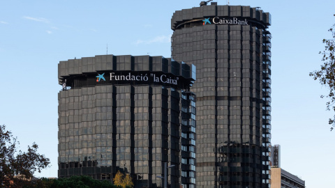 Vista de las torres donde tienes sus sedes la Fundación La Caixa, CriteriaCaixa, y Caixabank.