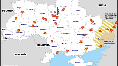 Mapa bombardeos Ucrania