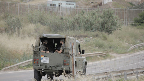 Un camión del Ejército español en las inmediaciones de la frontera de Melilla, a 21 de mayo de 2021