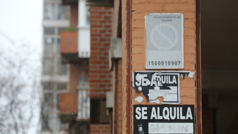 Varios carteles de 'Se Alquila' en la pared