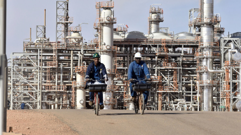 Una fotografía tomada el 16 de enero de 2018 en la planta de gas de In Amenas, a 1.300 kilómetros (800 millas) al sureste de Argel.