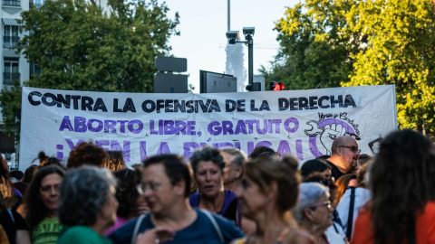 Pancarta en la manifestación por el Día de Acción Global por la despenalización del aborto, a 28 de septiembre de 2023, en Madrid.