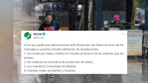 FACUA aclara que los mensajes que alertan del riesgo por las inundaciones no vulneran la protección de datos: "Intentan evitar muertes"