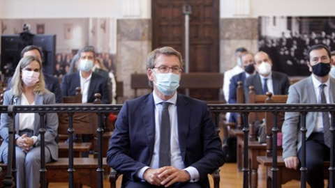 El presidente de la Xunta, Alberto Núñez Feijóo, durante el acto oficial de apertura del año judicial en la sede del Tribunal Superior de Xustiza de Galicia –TSXG-, en A Coruña, Galicia, a 18 de septiembre de 2020.