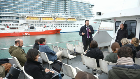 l president del Port de Barcelona, Lluís Salvadó, durant la presentació.