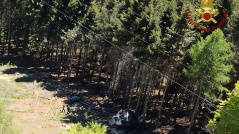 Imagen del accidente de teleférico en Italia.