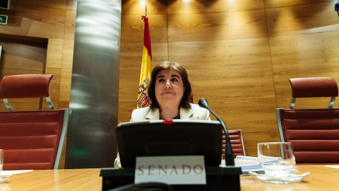 La presidenta interina del Consejo de Administración de la Corporación RTVE, Concepción Cascajosa, durante una comparecencia en el Senado, a 28 de mayo de 2024, en Madrid.