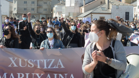 Manifestación en apoyo a las 87 mujeres que fueron grabadas "sin autorización" mientras orinaban en la vía pública durante la fiesta de A Maruxaina en 2019 y cuyos vídeos se publicaron en páginas web pornográficas. 4 de abril de 2021.