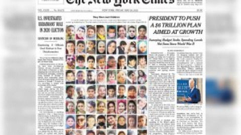 "Solo eran niños:" la aplaudida portada de 'The New York Times' con los 67 menores fallecidos por los bombardeos de Israel en Palestina