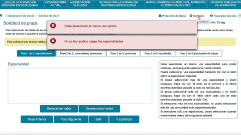 La página web del Ministerio de Sanidad ha dado numerosos fallos durante los últimos seis días.