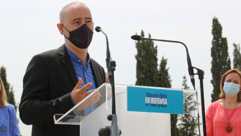 El president de l'AMAP, Eloi badia, en l'acte en defensa de la municipalització de l'aigua, el 31 de maig de 2021.