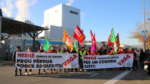 01/2024 - Protesta dels treballadors de la planta de Nestlé de Girona.