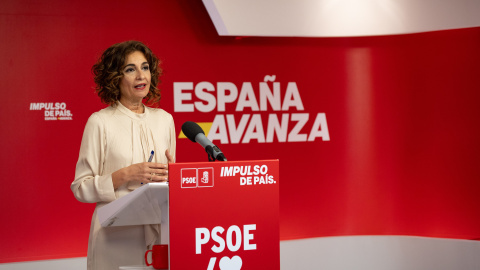 La vicesecretaria general del PSOE y ministra de Hacienda, María Jesús Montero, en Ferraz.