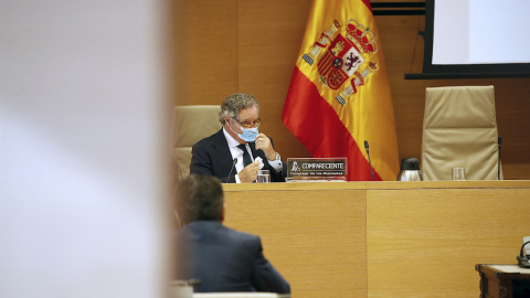 El empresario y marido de María Dolores de Cospedal, Ignacio López del Hierro, durante comparecencia en la Comisión de Investigación sobre el caso Kitchenr, en el Congreso de los Diputados. EFE/Javier Lizón