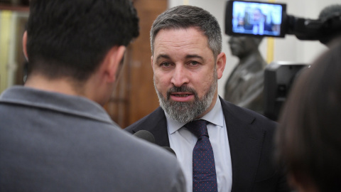 El presidente de Vox, Santiago Abascal, en el Congreso de los Diputados, a 20 de febrero de 2024.