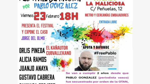 Cartel del festival organizado en Madrid por el Grupo de Apoyo a Pablo González