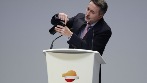 El consejero delegado de Repsol, Josu Jon Imaz, durante la presentación del plan estratégico y los de resultados de la petrolera de 2023, en su sede en Madrid. EFE/ Mariscal