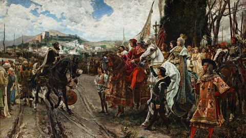 El cuadro 'La rendición de Granada' del pintor español Francisco Pradilla y Ortiz en 1882