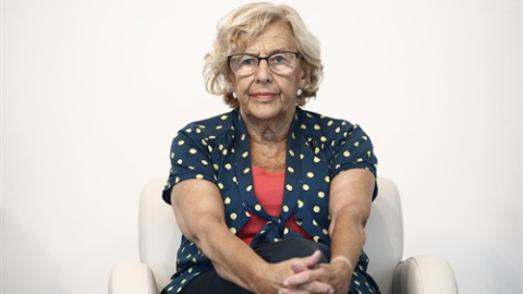 La exalcaldesa de Madrid, Manuela Carmena, durante la inauguración del XVII Encuentro de Emprendedoras y Empresarias en el Círculo de Bellas Artes. Fotografía de Archivo.