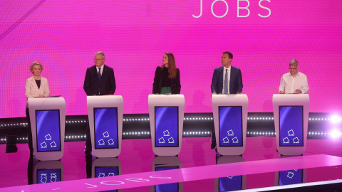 Los candidatos a la Presidencia de la Comisión Europea durante el debate celebrado en Bruselas.