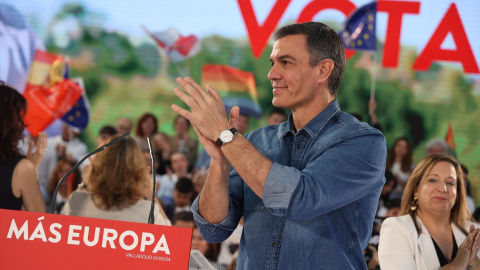 03/06/2024 El presidente del Gobierno, Pedro Sánchez, durante un acto de campaña del PSOE en Valladolid, a 1 de junio de 2024.