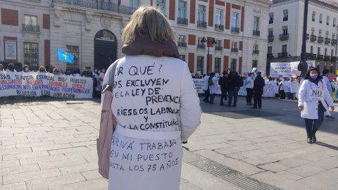 Carmen Diego antes de la lectura del texto del final de la manifestación.