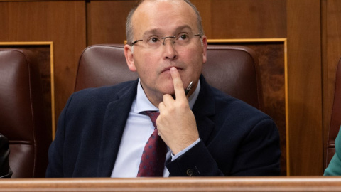 El portavoz del PP en el Congreso, Miguel Tellado, durante una sesión de control al Gobierno, en el Congreso, a 13 de diciembre de 2023, en Madrid.